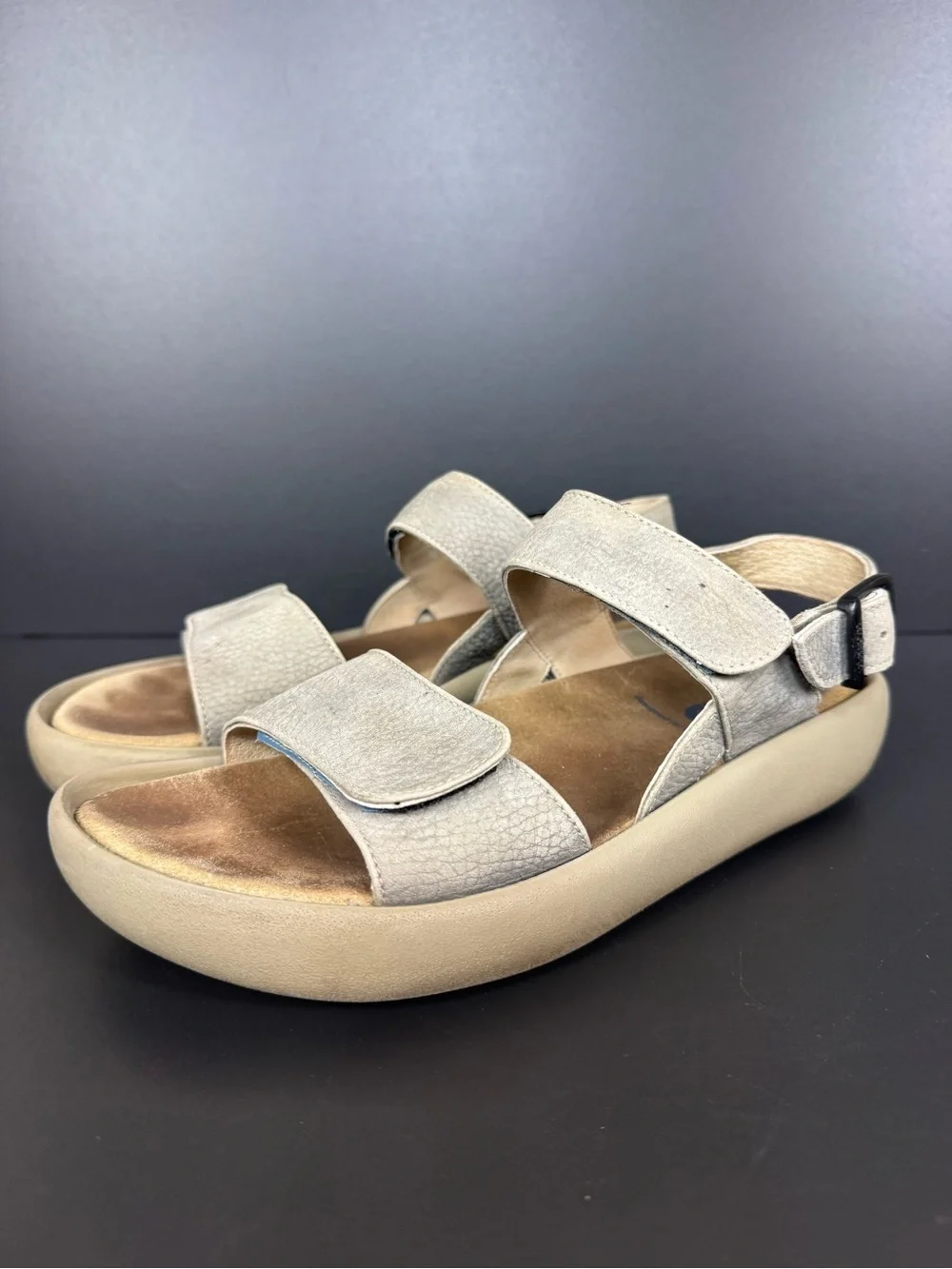 Wolky strap Women's Comfort Brown Leather Sandals wide footbed